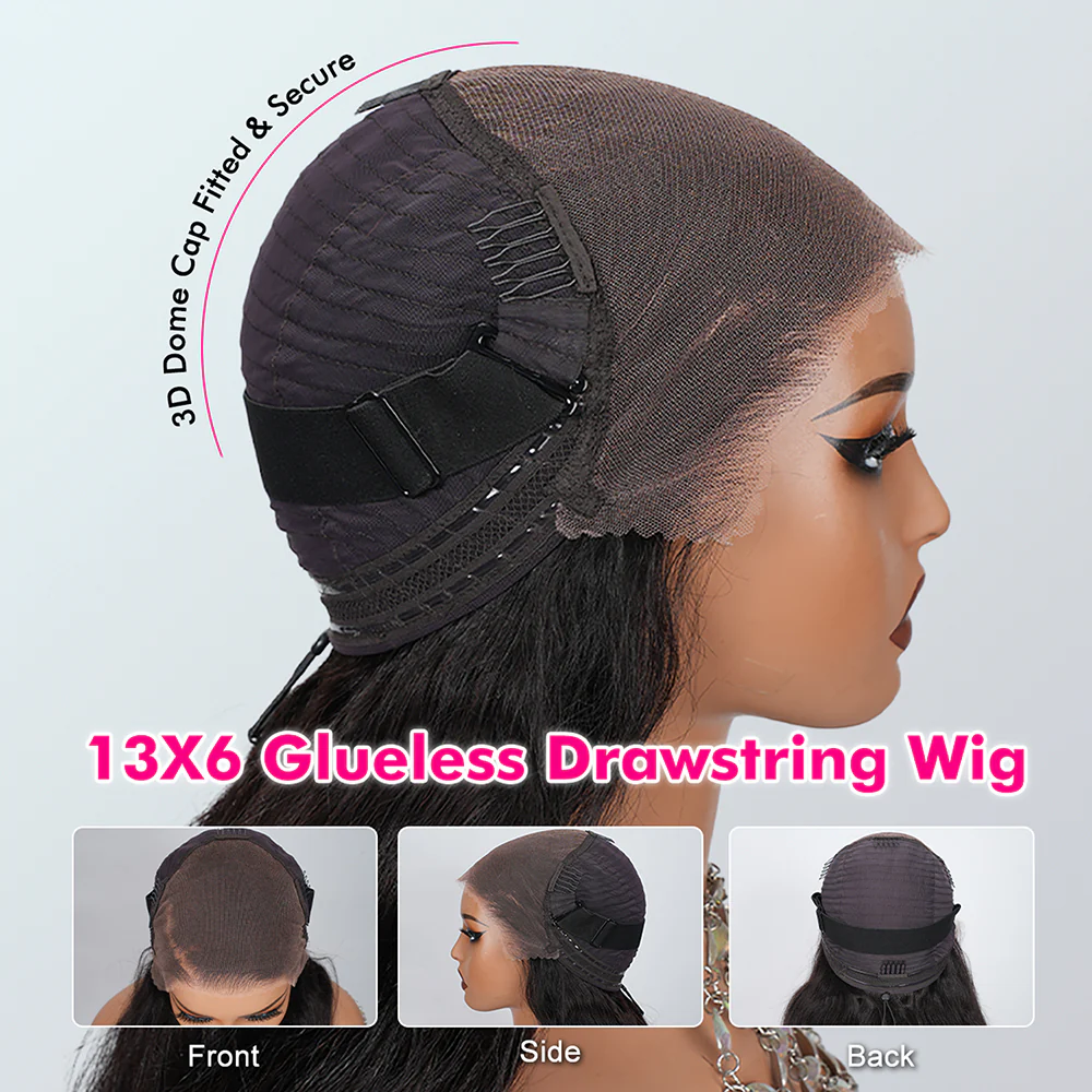 Pizazz Hair Pull & Go Glueless Wig 13×6 Straight Wig Invisi-Drawstring Pre-Everything Human Hair Wig - Image 6