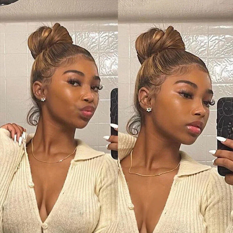 Invisi-Strap Snug Fit 360 HD Transparent Lace  P4/27 Highlight Ombre Color Water Wave Wig Pre Plucked Hair 220% Density - Image 7