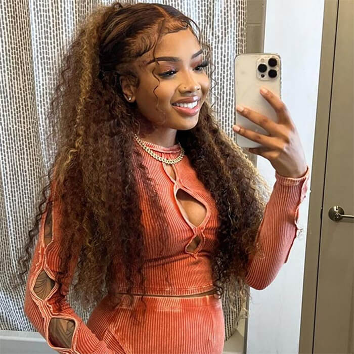 Piano Color Tiny Knots Highlight Human Hair Wigs For Women 13x4 HD Lace Front Wigs For Sale - Image 3