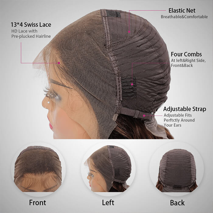 Piano Color Tiny Knots Highlight Human Hair Wigs For Women 13x4 HD Lace Front Wigs For Sale - Image 4