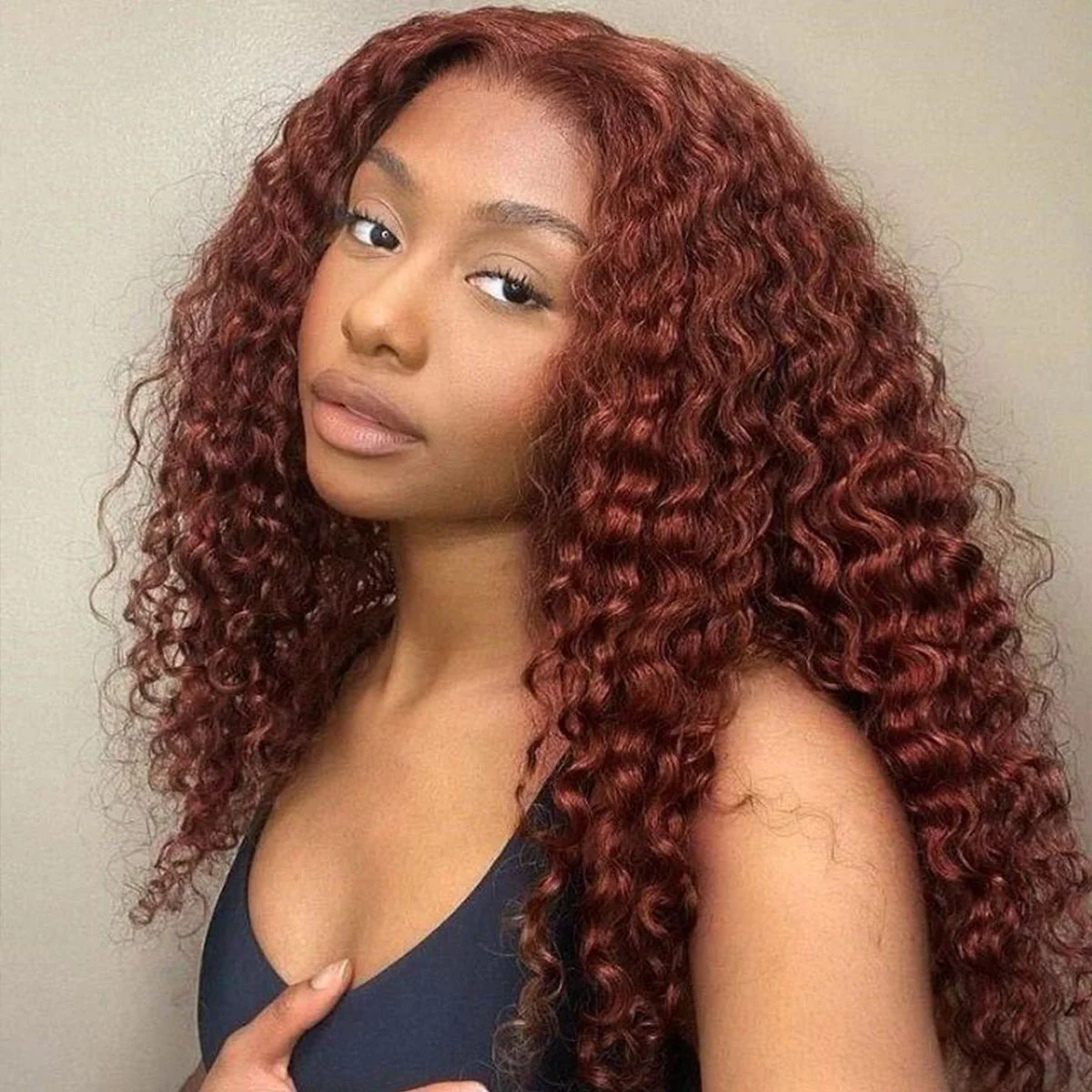 Pizazz 4# Chocolate Brown Loose Deep Wave 13x4  Lace Frontal Wig Wand Curls Human Hair Wigs 250% Density - Image 9