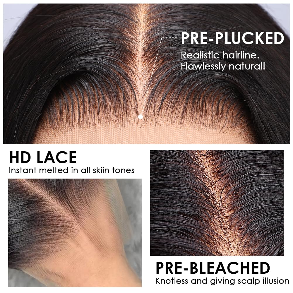 Pizazz Body Wave Lace Front Wigs Human Hair Pre Plucked Pre Bleached 180 Density Glueless Human Hair Wigs for Women 13x4 HD Transparent Lace Front Wigs with Natural Hairline(26 Inch) - Image 4