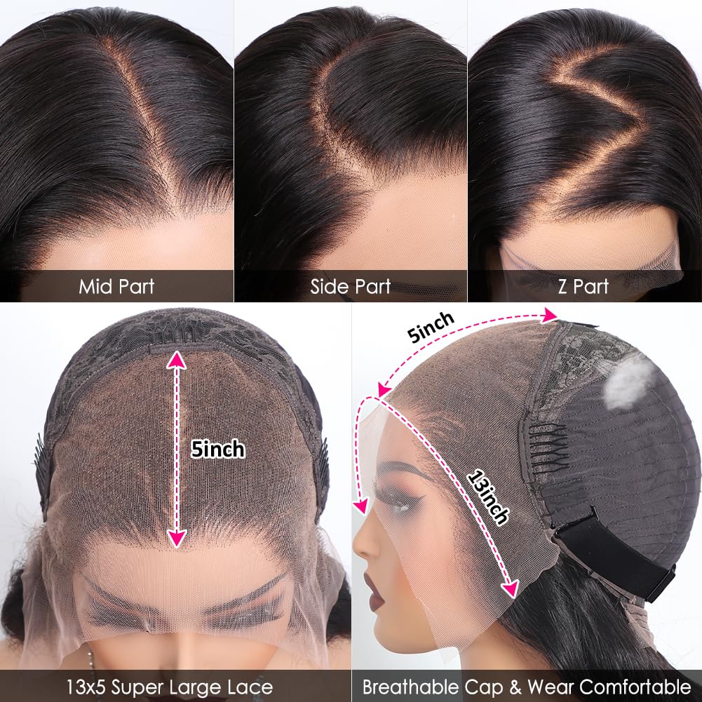 Pizazz Body Wave Lace Front Wigs Human Hair Pre Plucked Pre Bleached 180 Density Glueless Human Hair Wigs for Women 13x4 HD Transparent Lace Front Wigs with Natural Hairline(26 Inch) - Image 5