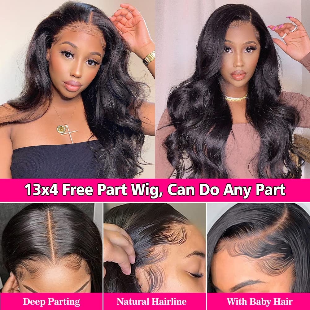 Pizazz Body Wave Lace Front Wigs Human Hair Pre Plucked Pre Bleached 180 Density Glueless Human Hair Wigs for Women 13x4 HD Transparent Lace Front Wigs with Natural Hairline(26 Inch) - Image 6