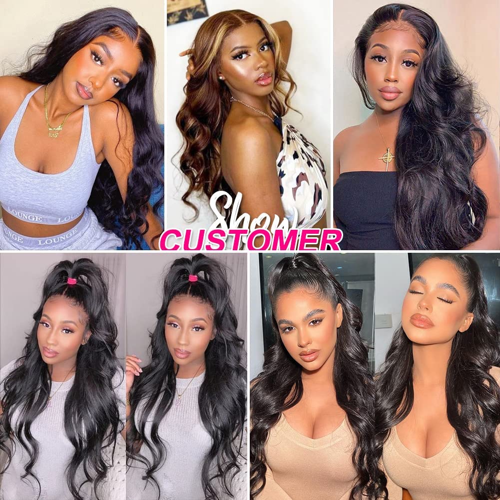 Pizazz Body Wave Lace Front Wigs Human Hair Pre Plucked Pre Bleached 180 Density Glueless Human Hair Wigs for Women 13x4 HD Transparent Lace Front Wigs with Natural Hairline(26 Inch) - Image 7