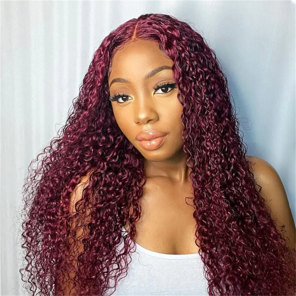 Pizazz Hair 30inch Jerry Curly 99j Burgundy 13x6 Hd Lace Frontal Human Hair Wigs  100% Human Hair Flash Sale - Image 3