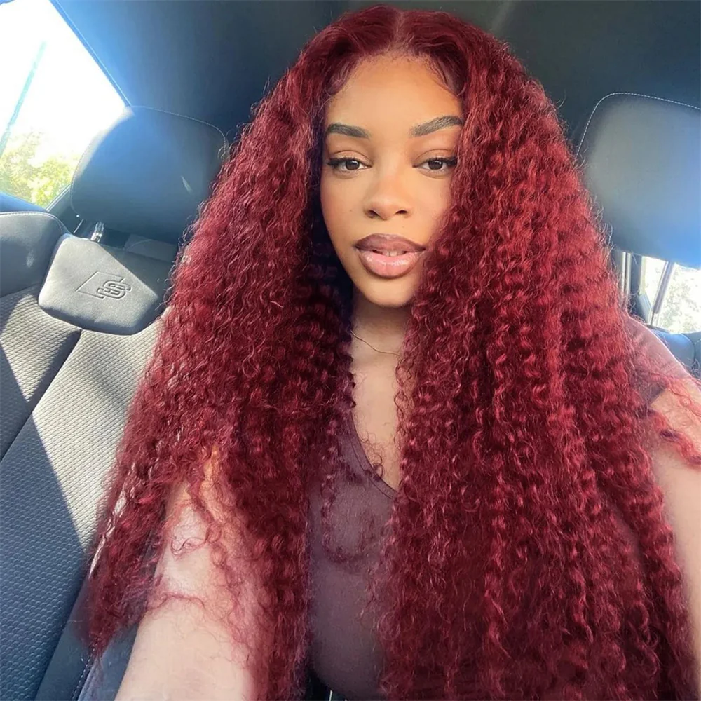 Pizazz Hair 30inch Jerry Curly 99j Burgundy 13x6 Hd Lace Frontal Human Hair Wigs  100% Human Hair Flash Sale - Image 5