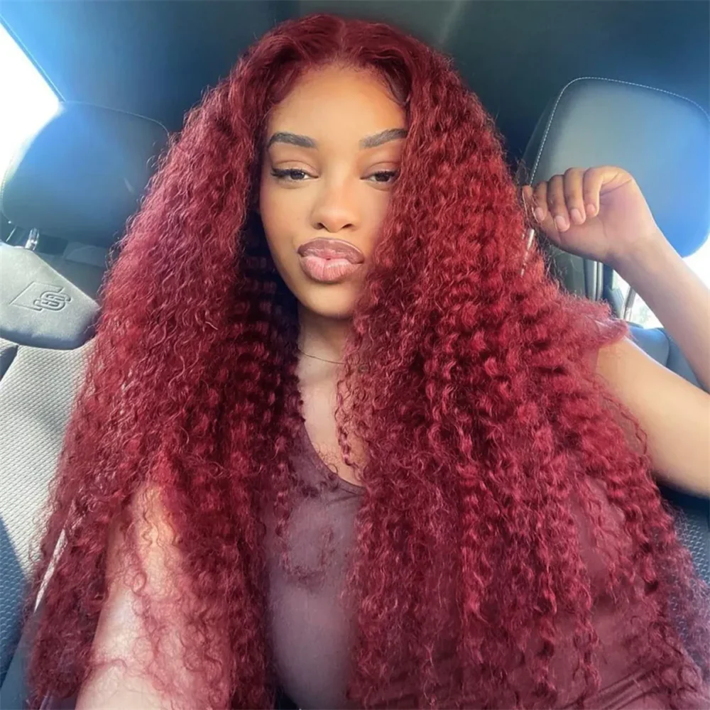 Pizazz Hair 30inch Jerry Curly 99j Burgundy 13x6 Hd Lace Frontal Human Hair Wigs  100% Human Hair Flash Sale - Image 6