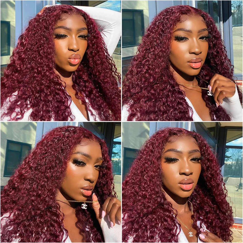 Pizazz Hair 30inch Jerry Curly 99j Burgundy 13x6 Hd Lace Frontal Human Hair Wigs  100% Human Hair Flash Sale - Image 7