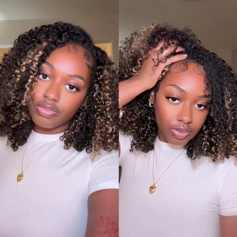 Pizazz Hair 8x5 HD Lace Wear Go Wig | Honey Brown Jerry Curl | 18 Inch Glueless Bob - Image 6