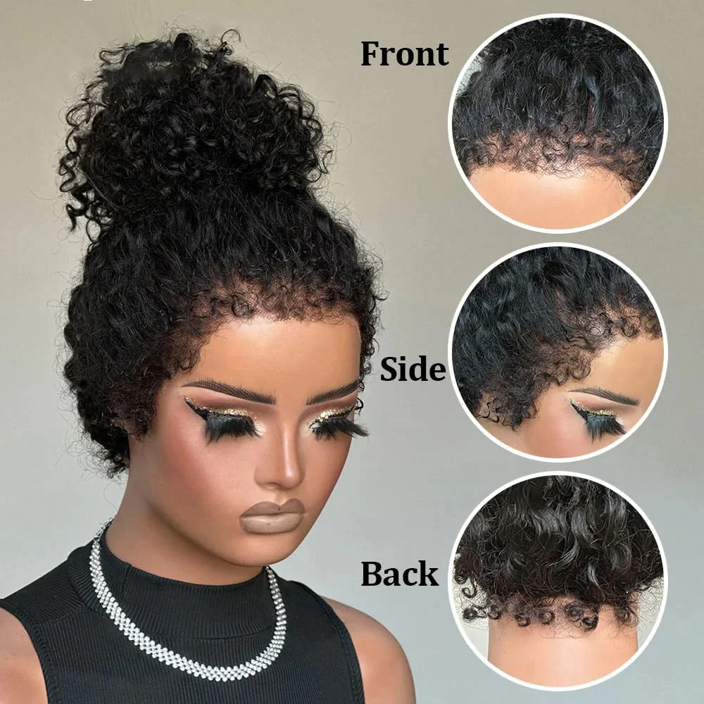 Pizazz Hair 4C Kinky Edges  360 HD Lace Front Wigs Jerry  Curly Wig With Realistic Hairline - Image 5