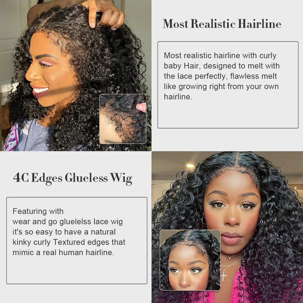Pizazz Hair 4C Kinky Edges  360 HD Lace Front Wigs Jerry  Curly Wig With Realistic Hairline - Image 8