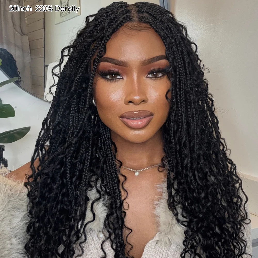 Pizazz Hair Knotless Boho Braids 13x4 HD Lace Frontal Glueless Human Hair Wig For Women - Image 13