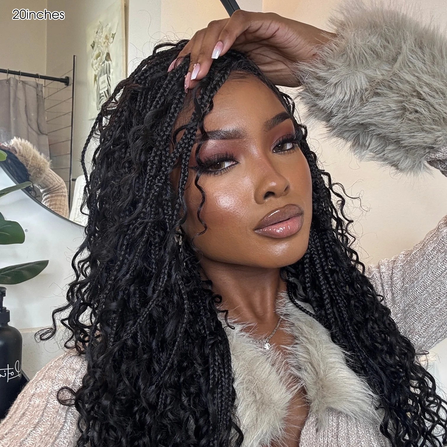 Pizazz Hair Knotless Boho Braids 13x4 HD Lace Frontal Glueless Human Hair Wig For Women - Image 14