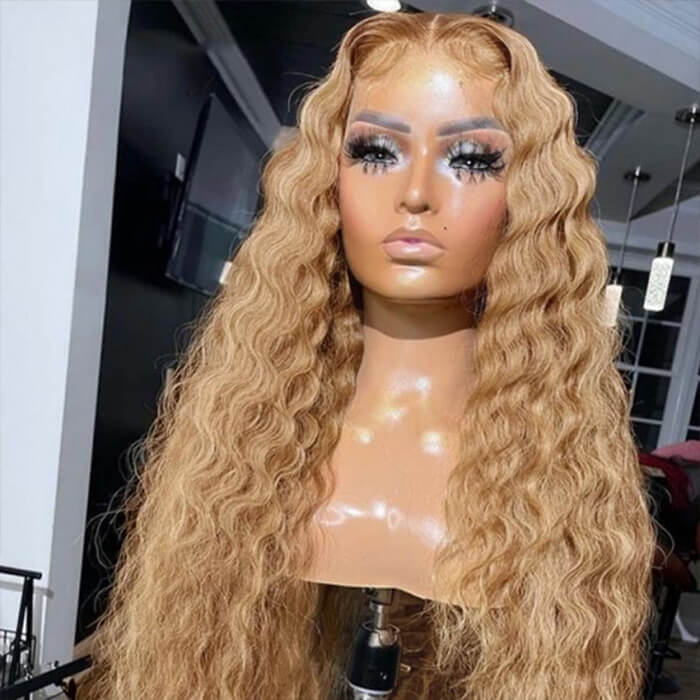 Pure Color #27 Loose Deep Wave Honey Blonde Lace Front Wig Brazilian 13x4 13x6 Frontal HD Lace Wig - Image 3