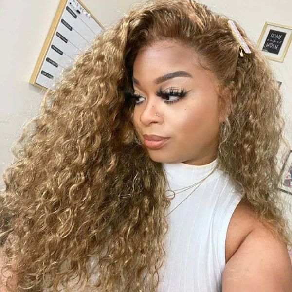 Pure Color #27 Loose Deep Wave Honey Blonde Lace Front Wig Brazilian 13x4 13x6 Frontal HD Lace Wig - Image 4