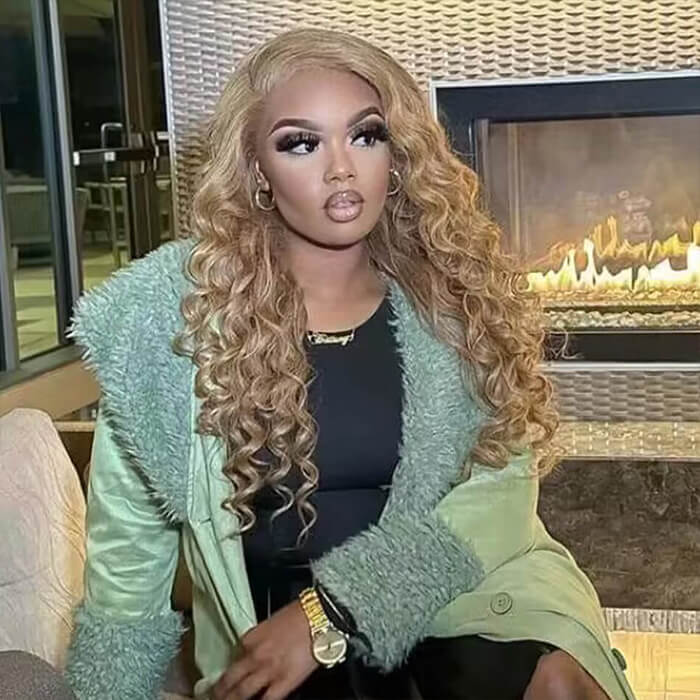 Pure Color #27 Loose Deep Wave Honey Blonde Lace Front Wig Brazilian 13x4 13x6 Frontal HD Lace Wig - Image 7