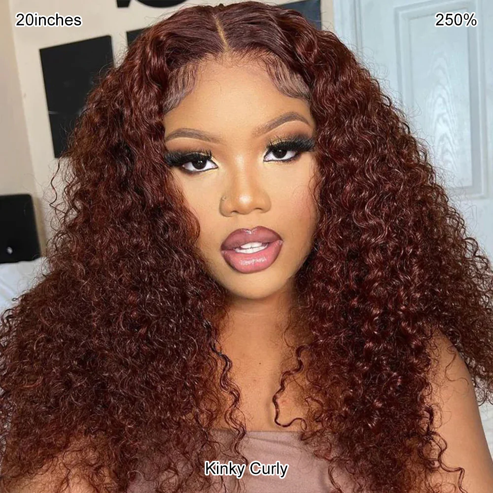 Reddish Brown #33 Colored Wigs Pre Cut 5x5 HD Lace Closure Glueless Human Hair Wigs Wear And Go - Image 4