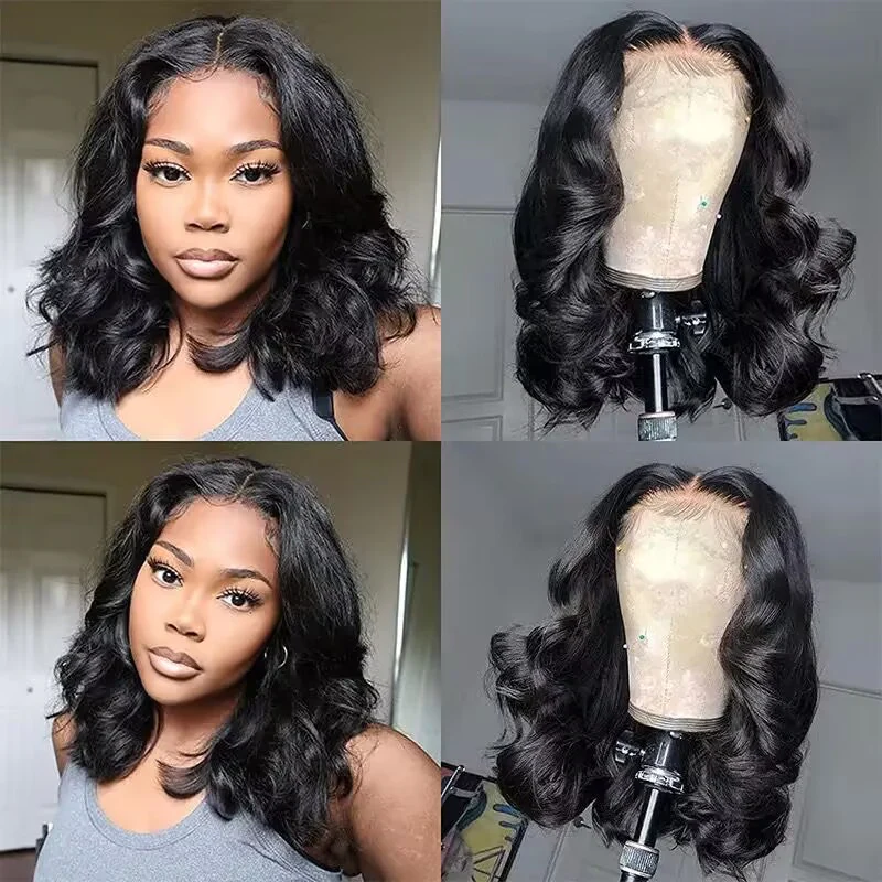 8x5 Bob Lace Frontal Wig Human Hair Body Wave HD Lace Closure Pre Plucked Glueless Bob Wigs forWomen - Image 4