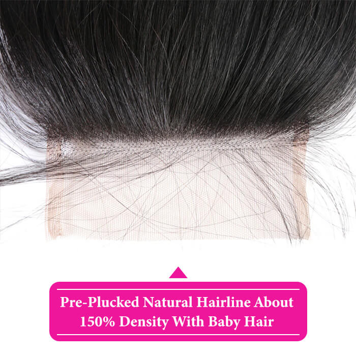 Straight Hair 4x4 Lace Closure Free Part 100% Human Virgin Hair Natural Color - Image 3
