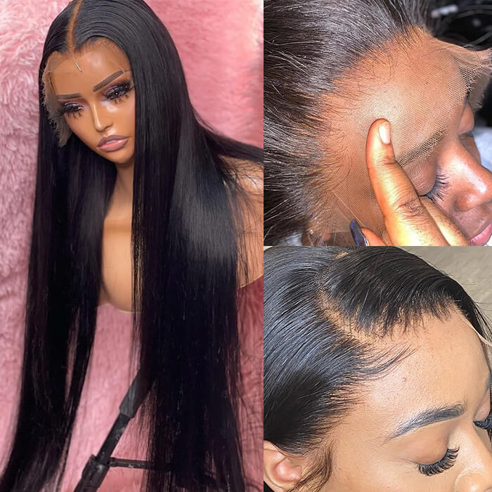 Pizazz Hair 30 Inch 13x6 HD Lace Front Wig Human Hair 250 Density Straight Natural Color - Image 7