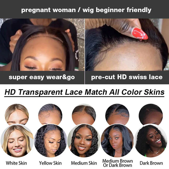 Glueless Wig Human Hair 13x4 Pre Cut HD Transparent Straight Lace Front Wigs Virgin Hair Without Glue - Image 5
