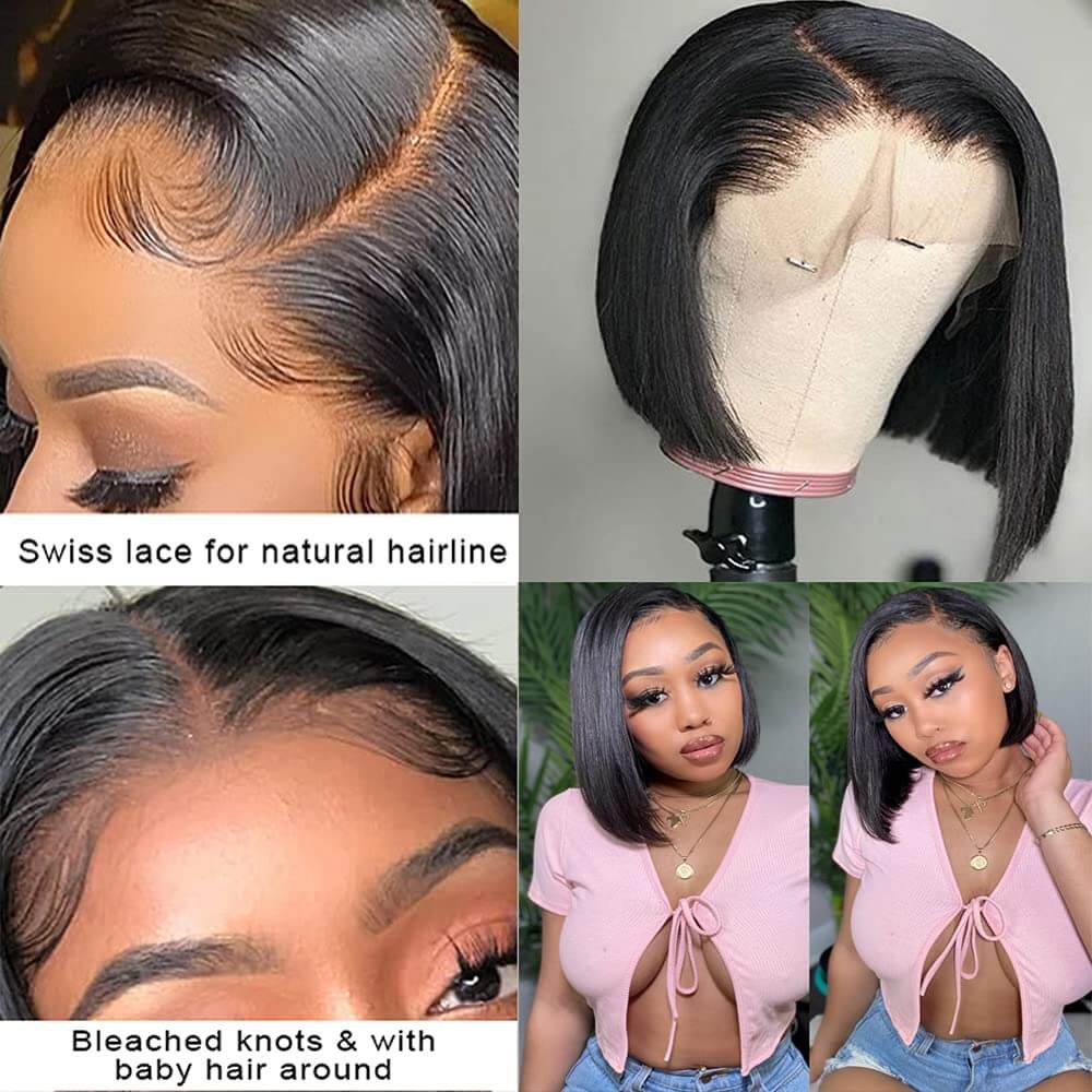 Straight Short Bob Wigs 13x4/13x6 HD Lace Frontal Wigs 100% Human Hair Bob Wigs - Image 3