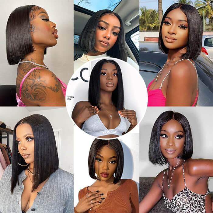 Straight Short Bob Wigs 13x4/13x6 HD Lace Frontal Wigs 100% Human Hair Bob Wigs - Image 8