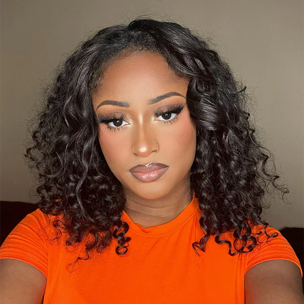 Thin V Part Wigs Affordable Bob Curly Wig Human Hair Wigs Easy Install Wig - Image 3