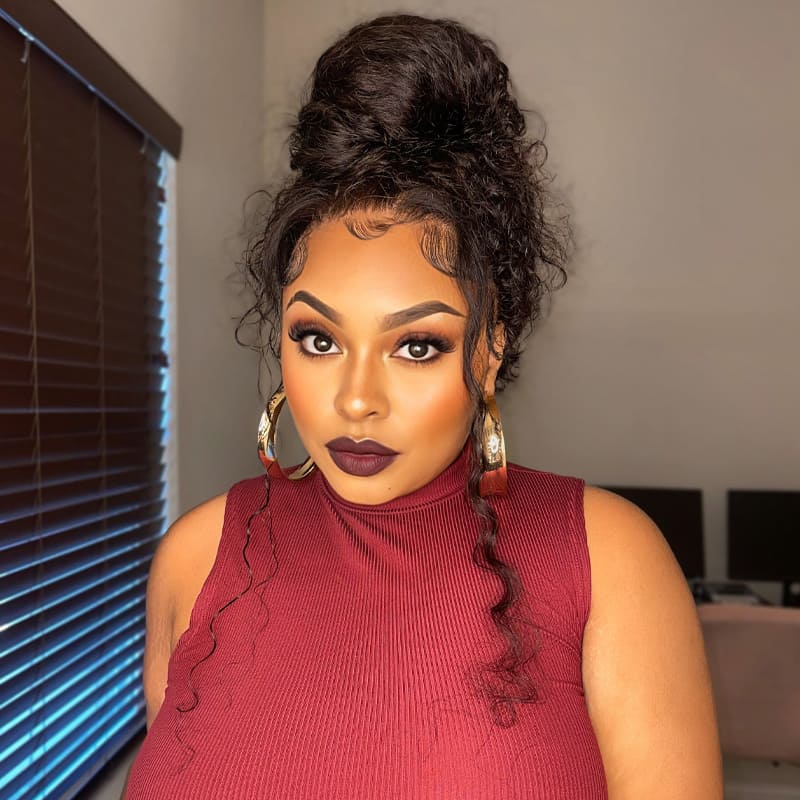 Water Wave Invisi Strap Snug Fit 360 Transparent Lace Frontal Bleached Knots Pre Cut Lace Wig - Image 4