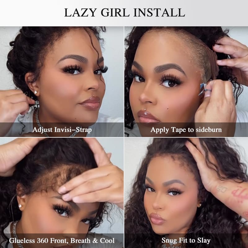 Water Wave Invisi Strap Snug Fit 360 Transparent Lace Frontal Bleached Knots Pre Cut Lace Wig - Image 5