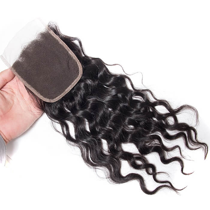 Water Wave 4x4 Transparent Lace Closure Remy Human Hair Free/Middle Part Closure 150% Density - Image 3
