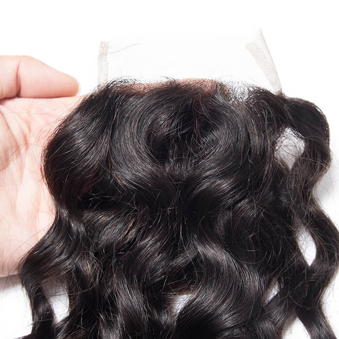 Water Wave 4x4 Transparent Lace Closure Remy Human Hair Free/Middle Part Closure 150% Density - Image 6