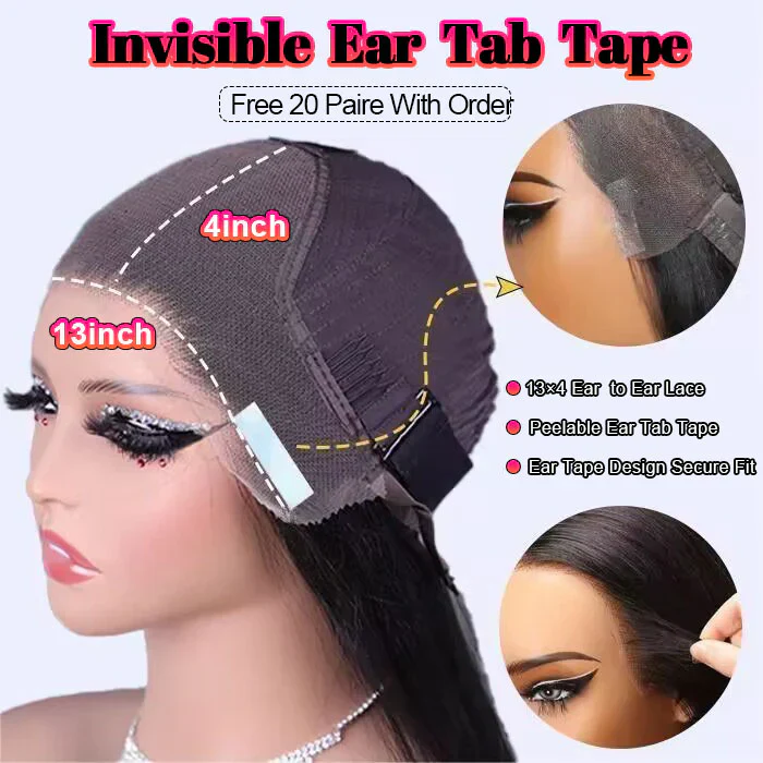 Invisible Knots Wig 8x5 Pre-Everything Glueless Lace Wigs Water Wave Wig With Ear Tapes Black Wigs - Image 10