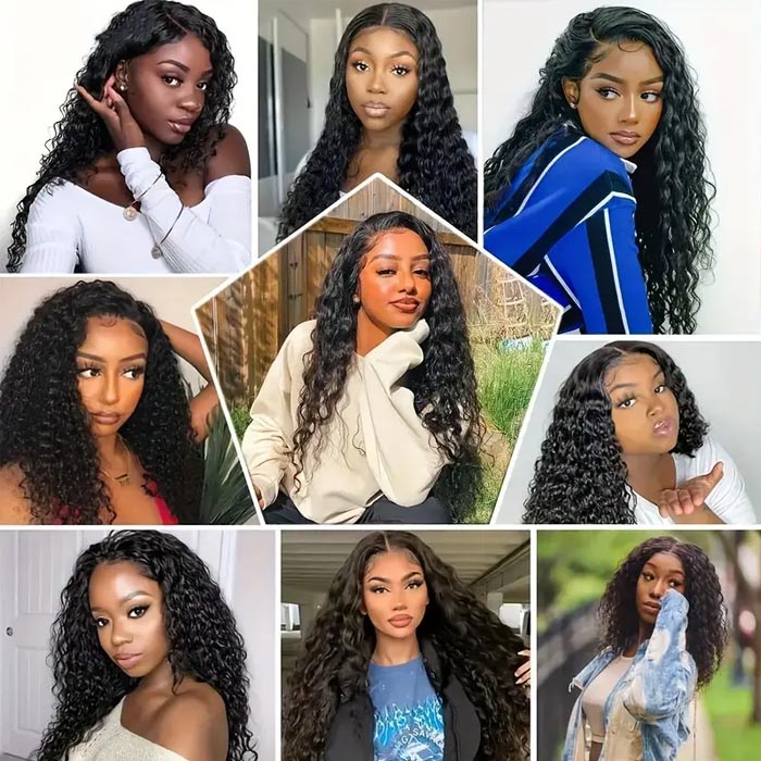 Invisible Knots Wig 8x5 Pre-Everything Glueless Lace Wigs Water Wave Wig With Ear Tapes Black Wigs - Image 5